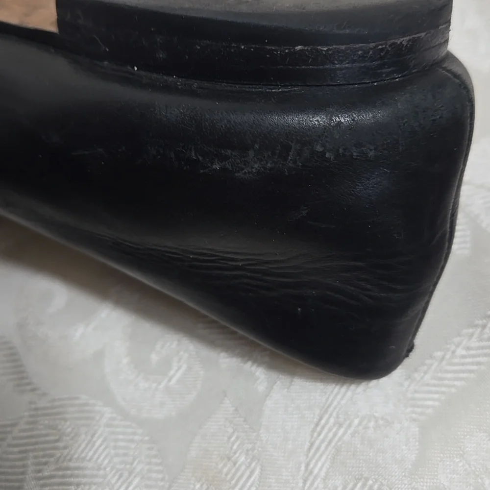 Tory Burch Black Leather Lowell Ballet Flats with Gold Emblem